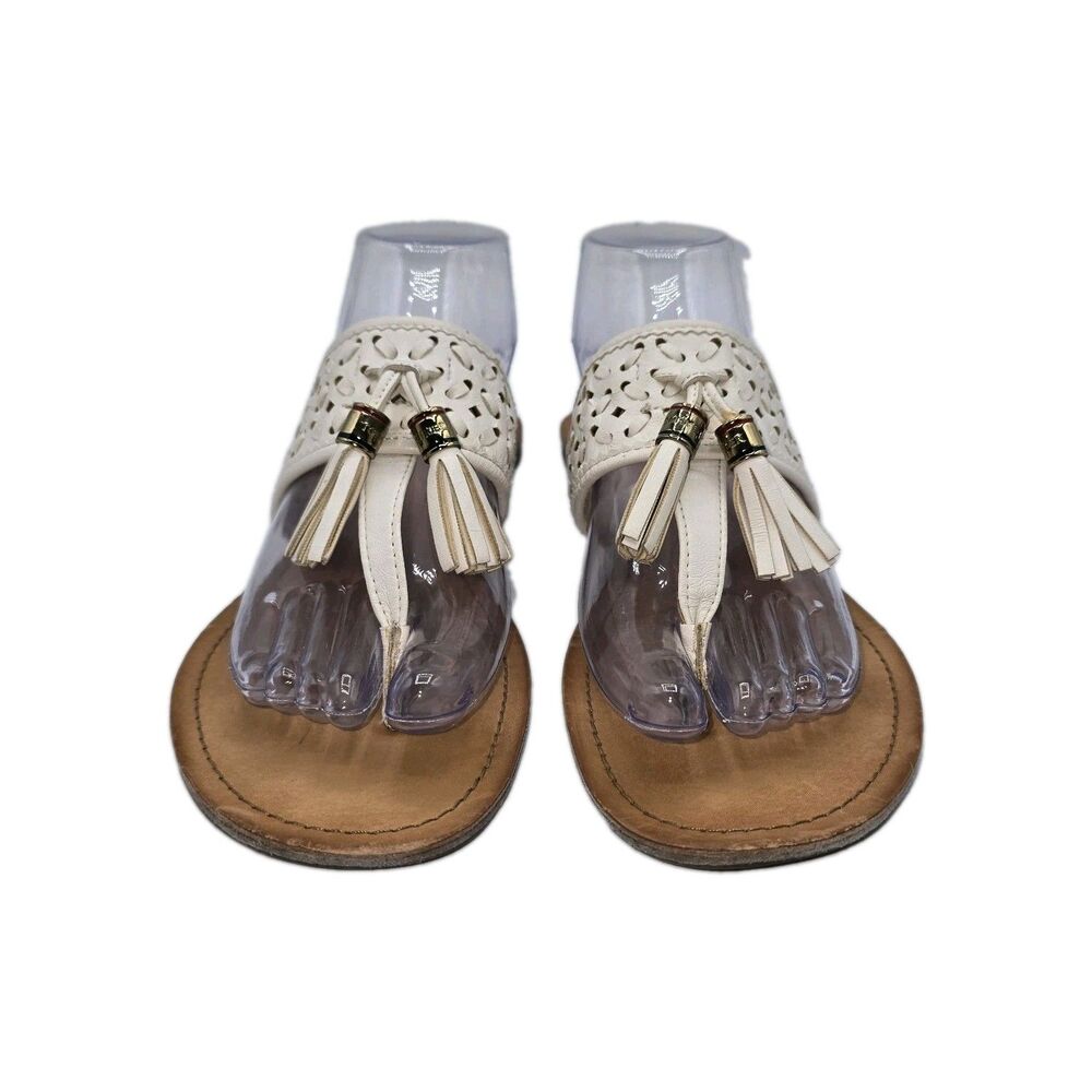 TOMMY HILFIGER Flip Flop Thong Flat Sandals Tassels Women's Size 9.5M Vacation